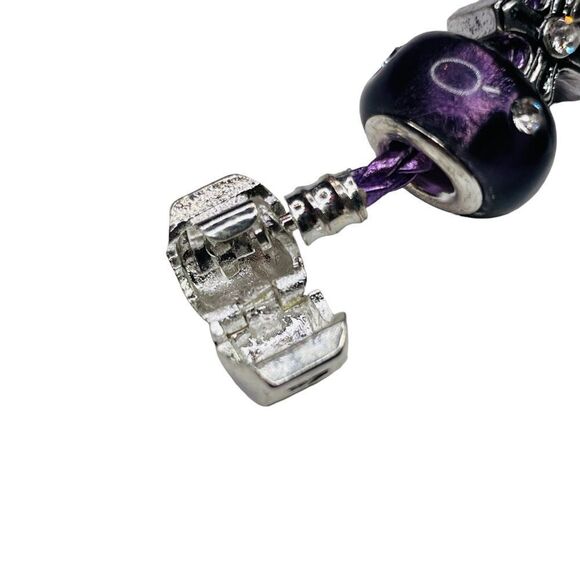 NWT Serjaden Purple & Silver Motorcycle Charm Bracelet - Picture 7 of 13